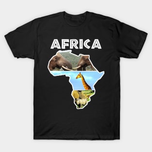 African Continent Wildlife Collage T-Shirt